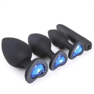 Silicone Anal Training Kit With Extra Vibrator 4pcs BDSM