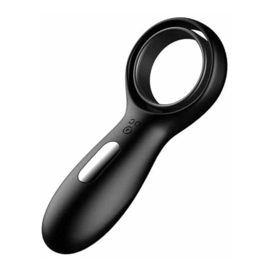 Sleek Black Silicone Vibrating Cock Ring BDSM product view