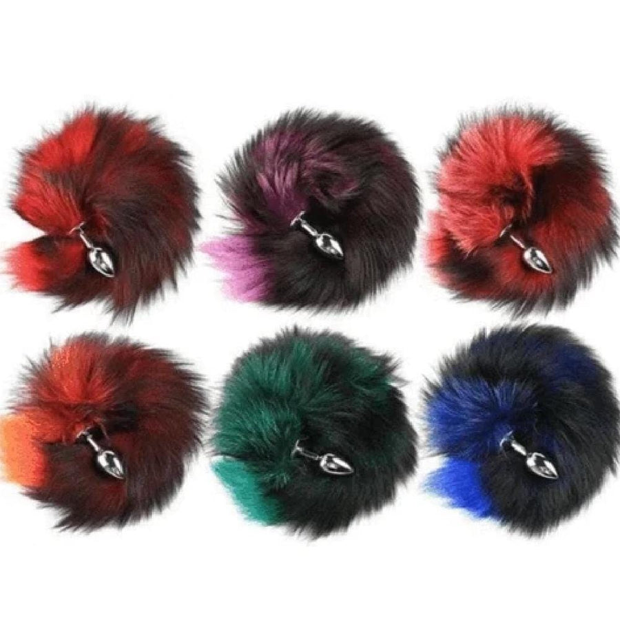 Super Fluffy and Colorful Foxy Tail Butt Plug BDSM product view