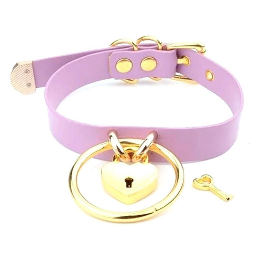 Golden Kawaii Heart Locking Collar product view