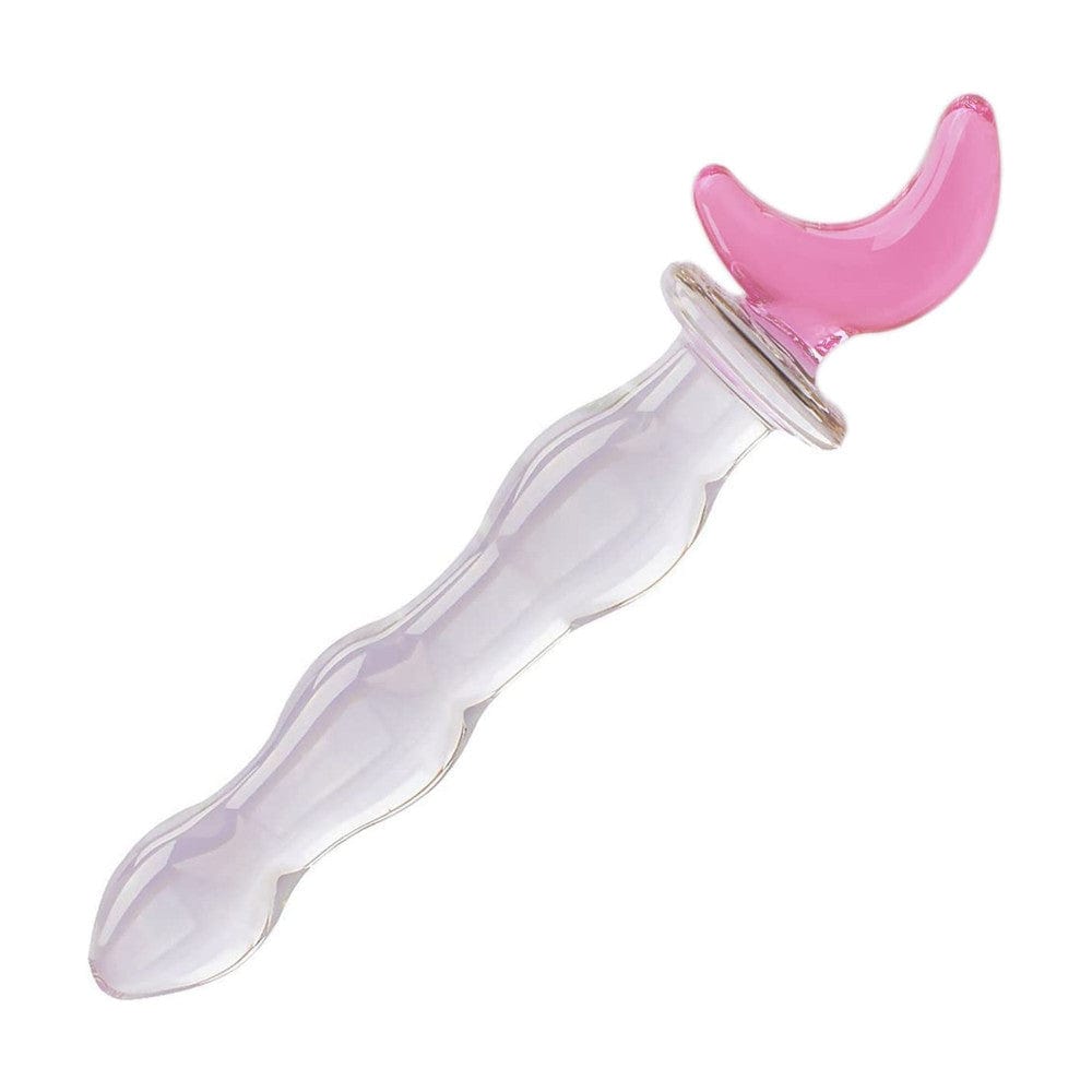 Pink Crescent Moon 7 Inch Glass Dildo
