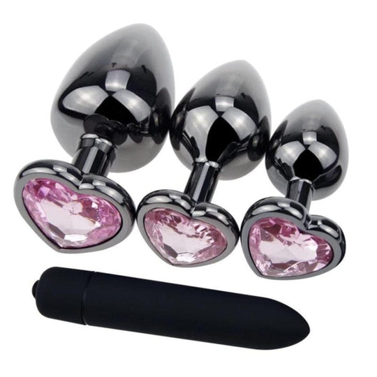 Heart-Shaped Crystal Butt Plug Kit and Bullet Vibrator BDSM product view