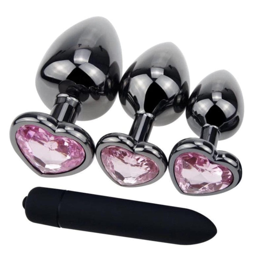 Heart-Shaped Crystal Butt Plug Kit and Bullet Vibrator BDSM product view
