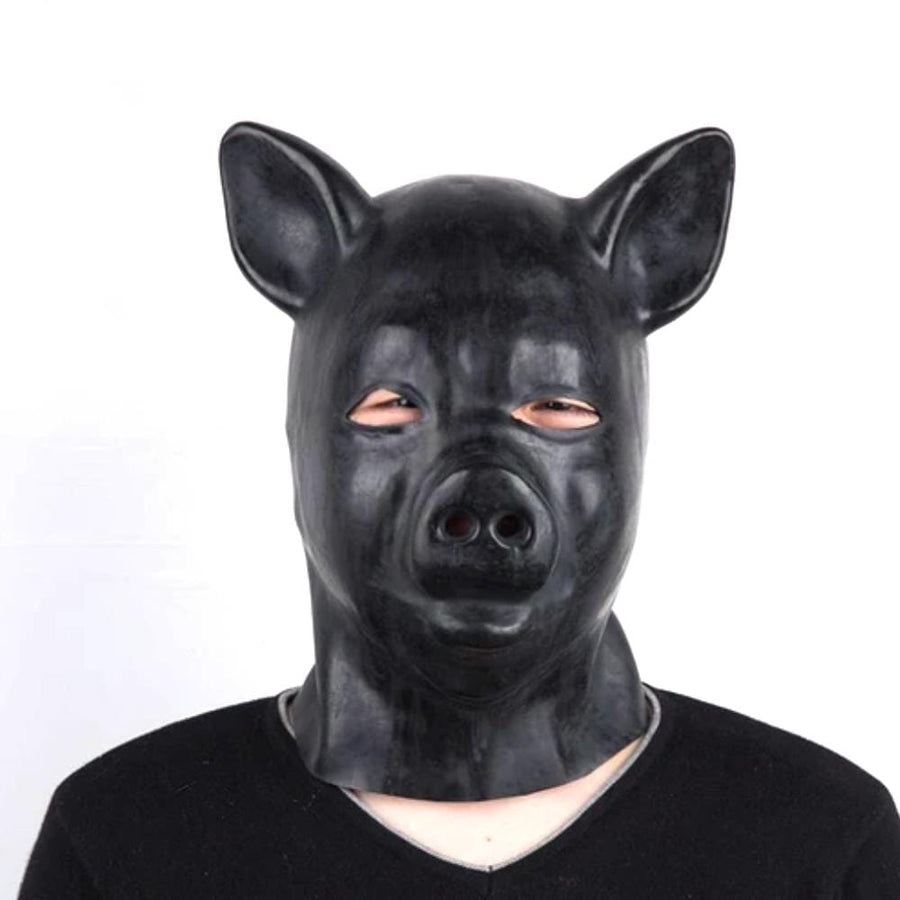 Pigging Out Black Rubber Mask BDSM product view