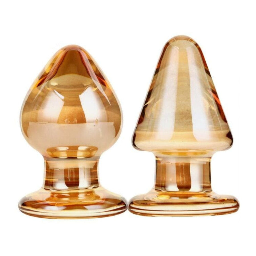 Big and Chunky Golden Glass Butt Plug BDSM product view