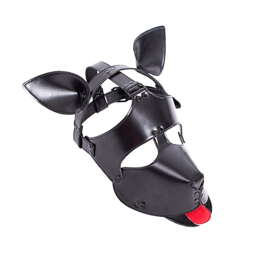 Racy Pup Black Leather Dog Mask BDSM, gallery view 2
