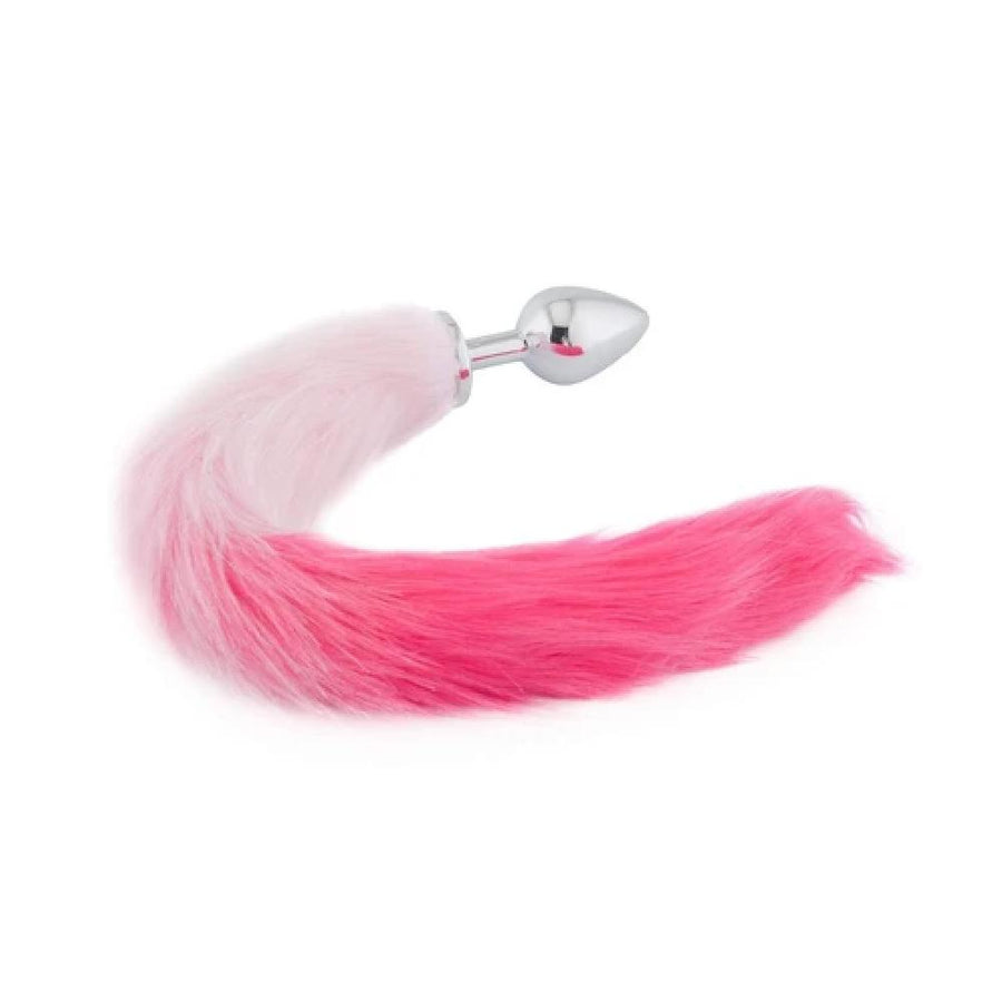 Sexy White and Pink Stainless Steel Tail Butt Plug product view