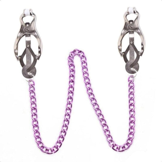 BDSM Charming Purple Nipple Clamps With Chain product view