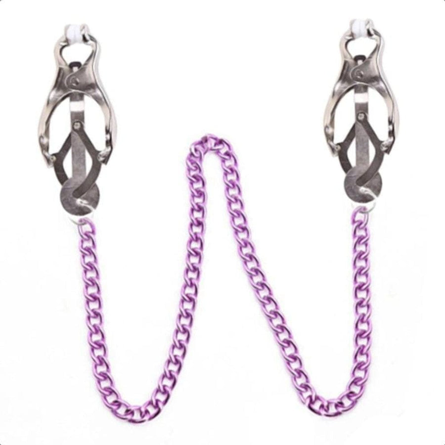 BDSM Charming Purple Nipple Clamps With Chain product view