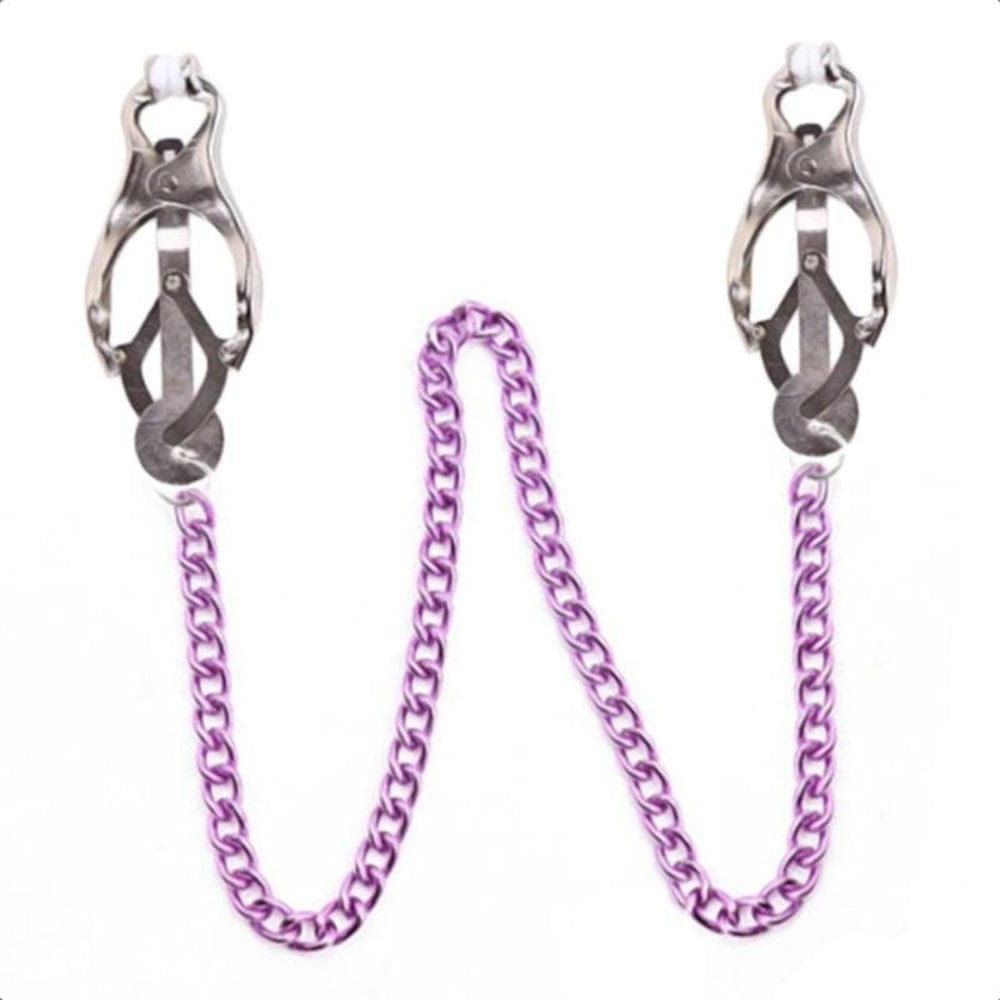 BDSM Charming Purple Nipple Clamps With Chain