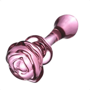 Lovely Pink Glass Rose Dildo BDSM