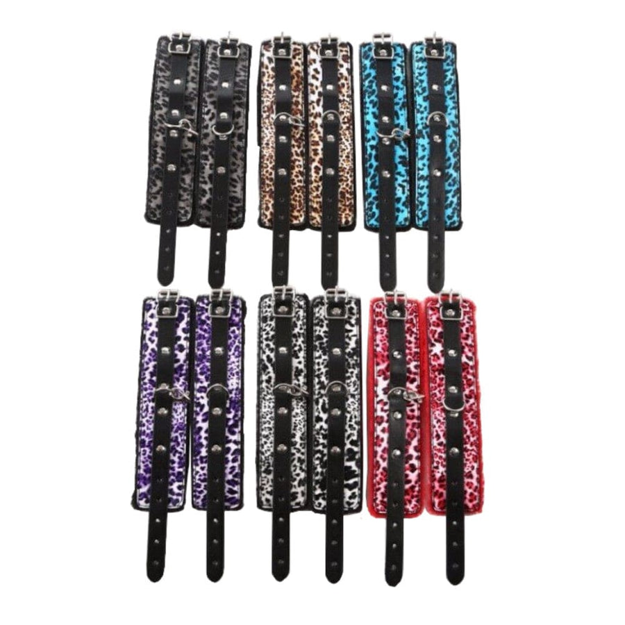 Sexy Leopard Print Furry Handcuffs BDSM product view