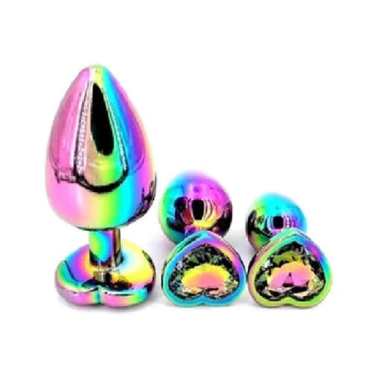 Rainbow Princess Heart Shaped Three Plug Set BDSM product view