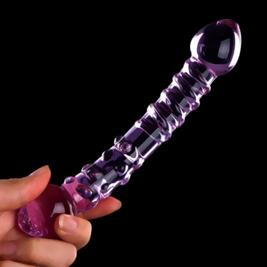 Purple Double Ended Glass Dildo BDSM, gallery view 4