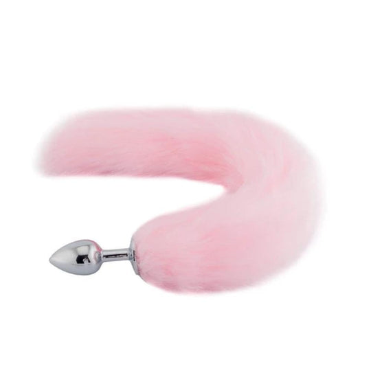 BDSM Stainless Steel Butt Plug With 18-Inch Pink Fox Tail product view