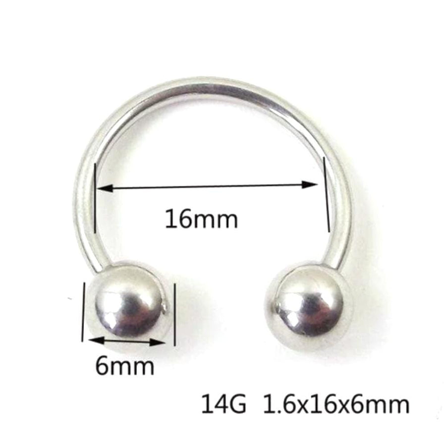 Curvy 14G Prince Albert Piercing Jewelry BDSM, gallery view 2