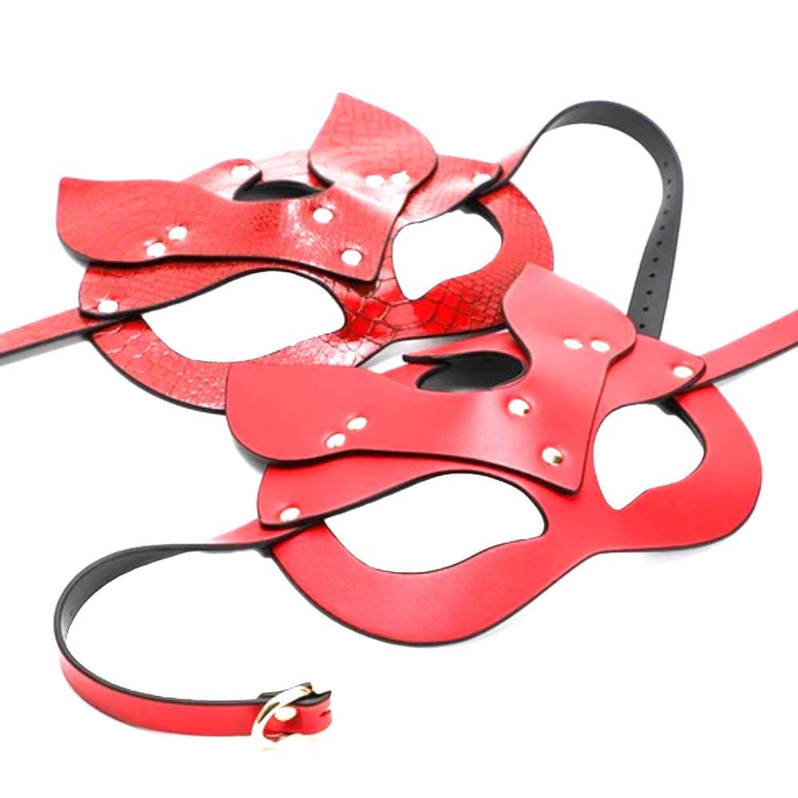 Sexy Red Leather Mask BDSM product view