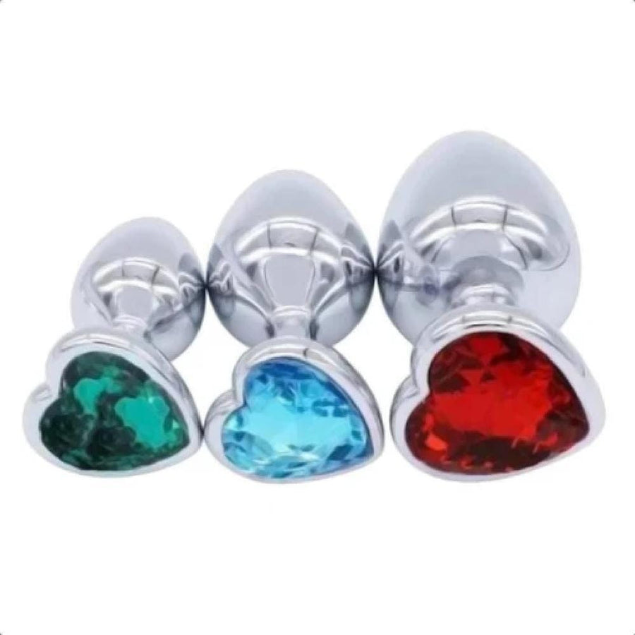 Heart-Shaped Crystal Jeweled Plug Set, gallery view 2