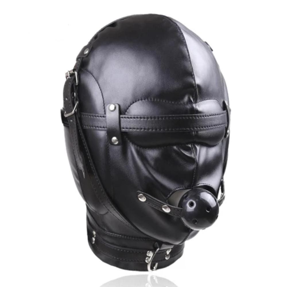 Masque de privation sensorielle en cuir BDSM