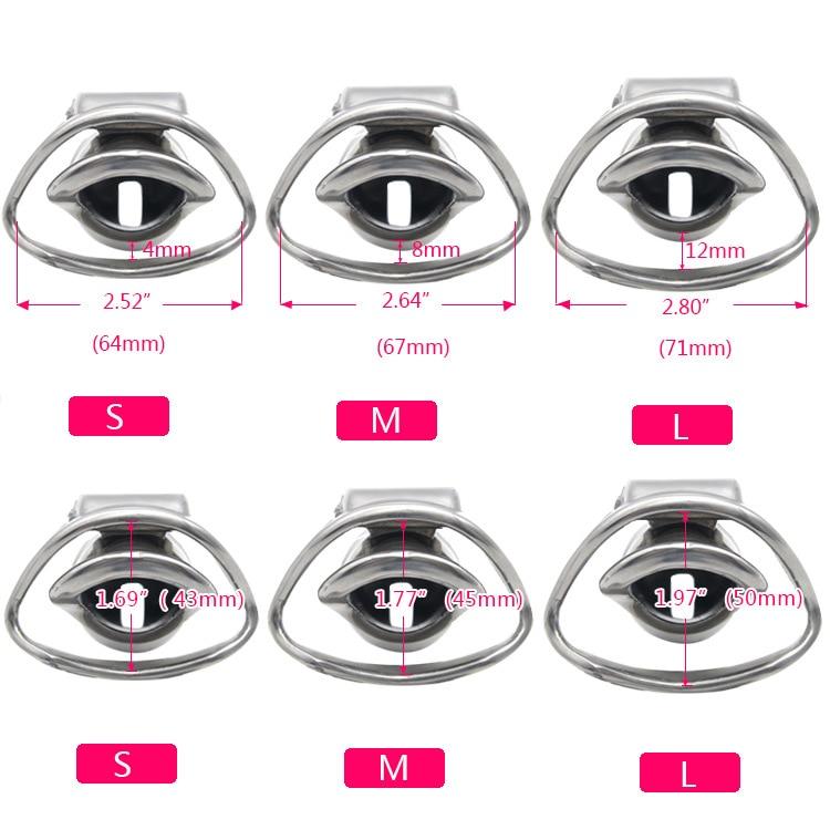 Double Lock Sissy Chastity Cage size guide, gallery view 2