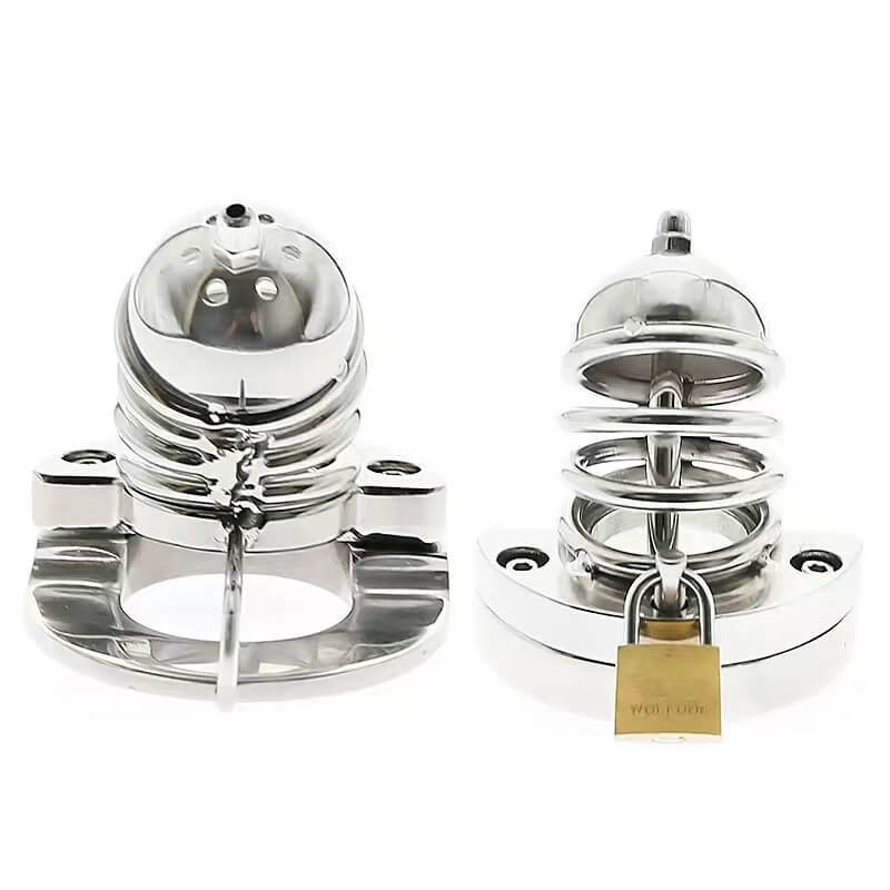 2 in1 Stainless Steel Helmet Chastity Cage, gallery view 3