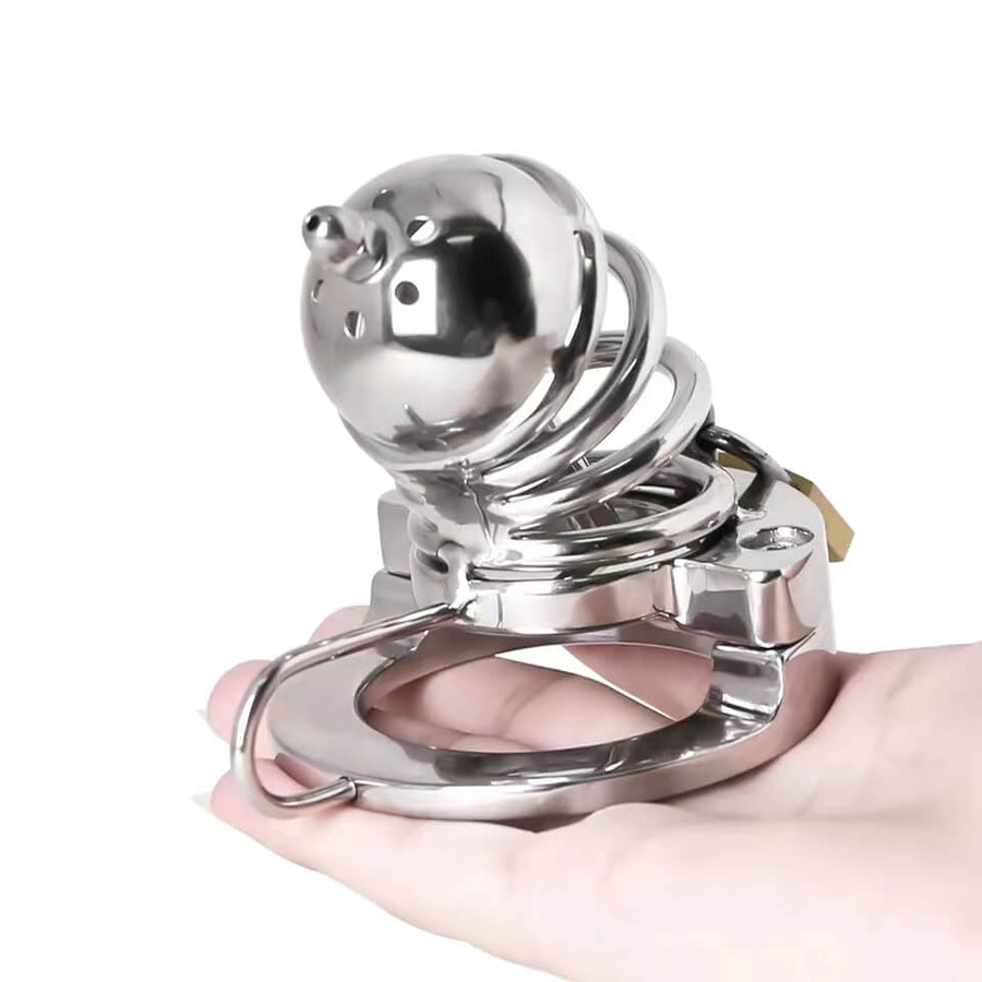 2 in1 Stainless Steel Helmet Chastity Cage, gallery view 2