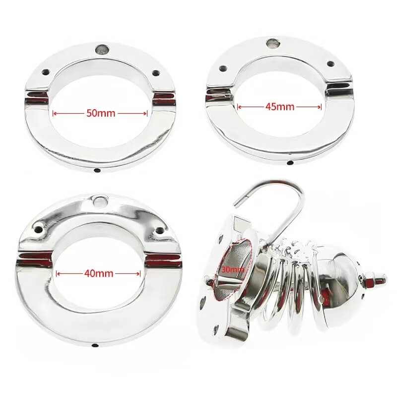 2 in1 Stainless Steel Helmet Chastity Cage, gallery view 5