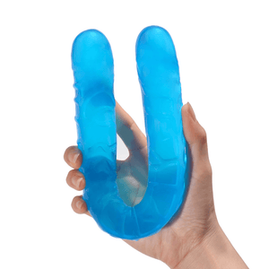 Gerippter doppelseitiger 13-Zoll-Dildo in Blau für BDSM