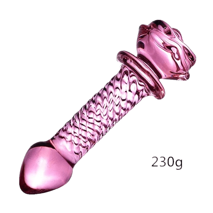 Seductive Pink Glass Rose Dildo BDSM