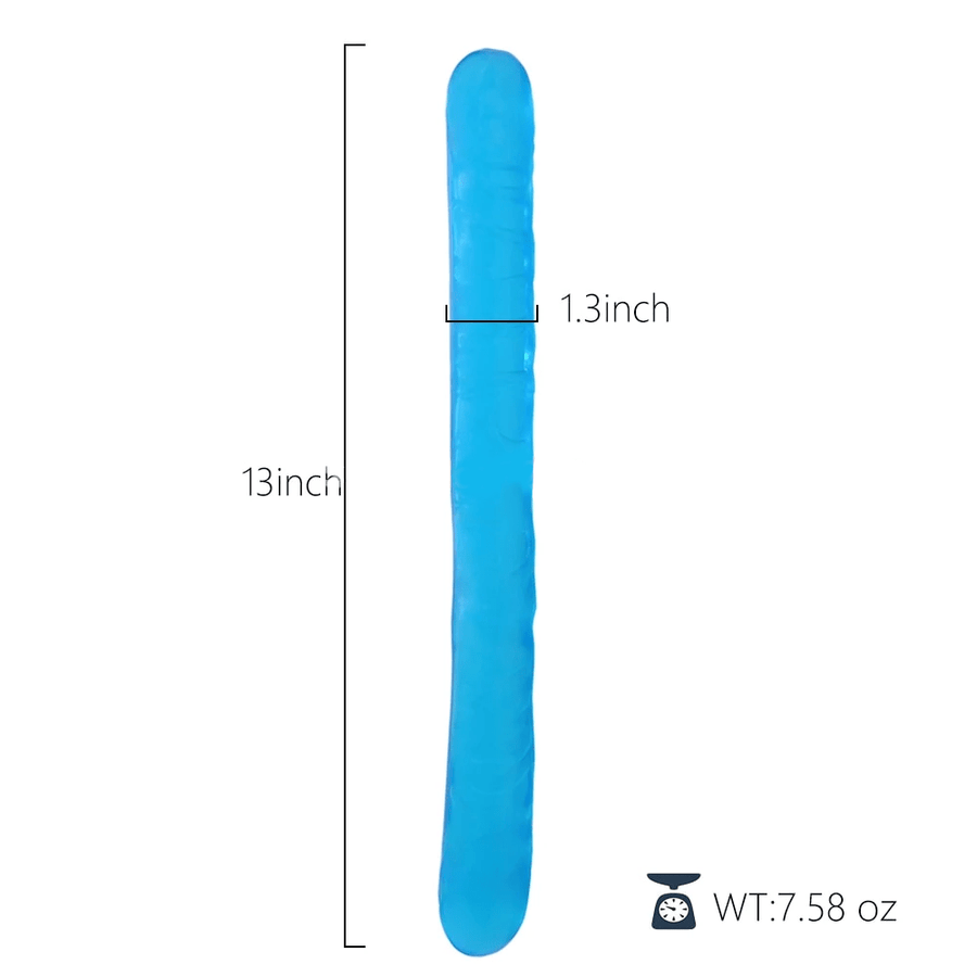 Ribbed Double Ended 13 Inch Blue Dildo BDSM, gallery view 5