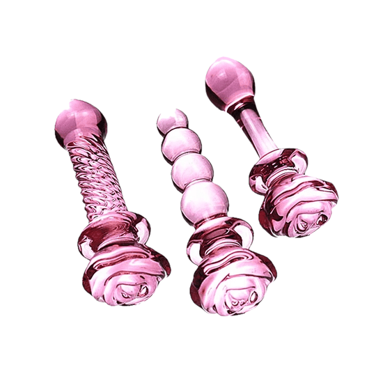 Seductive Pink Glass Rose Dildo BDSM product view