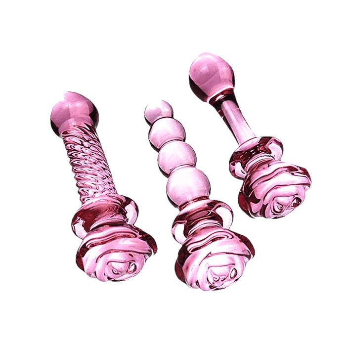 Seductive Pink Glass Rose Dildo BDSM product view