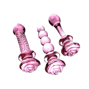 Seductive Pink Glass Rose Dildo BDSM