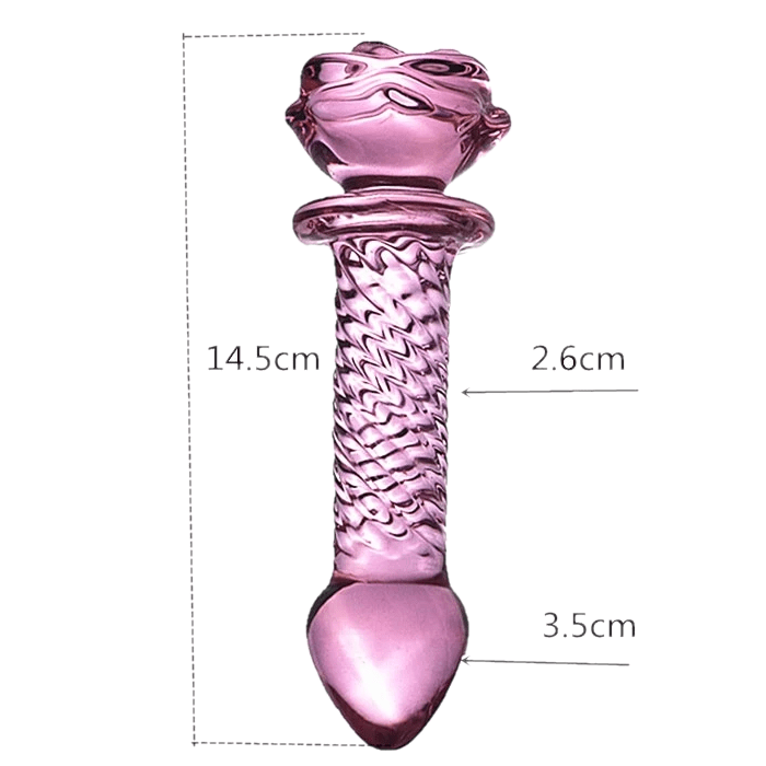 Seductive Pink Glass Rose Dildo BDSM, gallery view 3