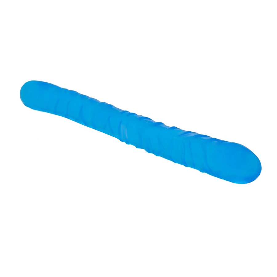 Ribbed Double Ended 13 Inch Blue Dildo BDSM, gallery view 4