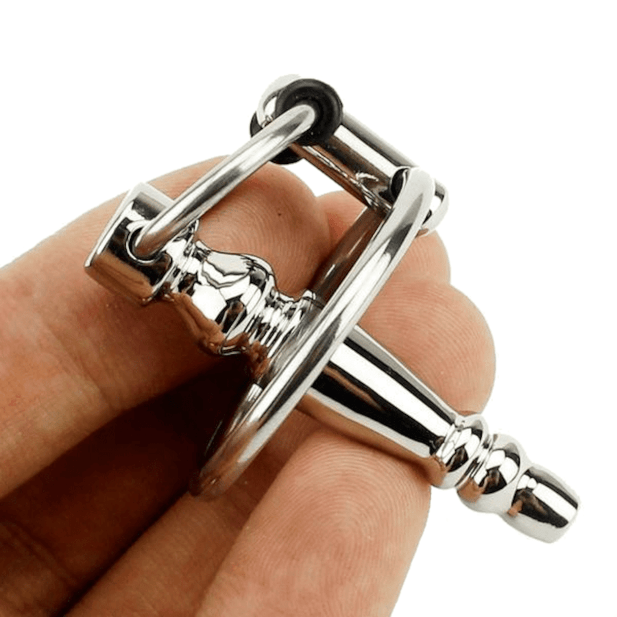 Hollow Stainless Penis Plug With Cock Ring, gallery view 5