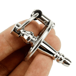 Hollow Stainless Penis Plug With Cock Ring