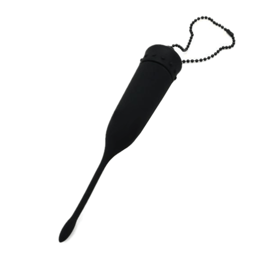 Silicone Vibrating Black Penis Plug product view