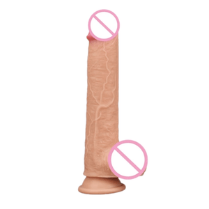 Double Layer Skin-Like 9 Inch Dildo With Suction Cup