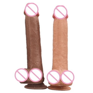 Double Layer Skin-Like 9 Inch Dildo With Suction Cup