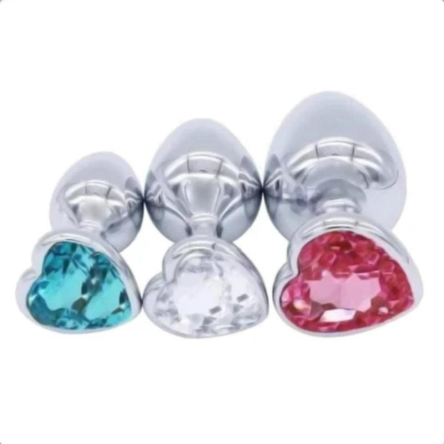 Heart-Shaped Crystal Jeweled Plug Set, gallery view 3