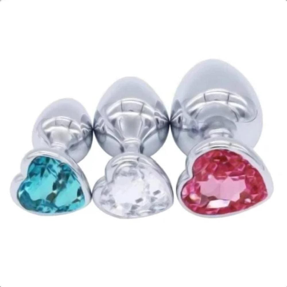 Heart-Shaped Crystal Jeweled Plug Set