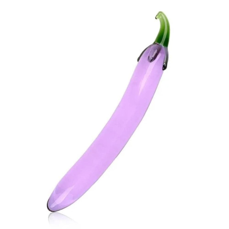 7 Inch Crystal Glass Purple Eggplant Dildo, gallery view 2