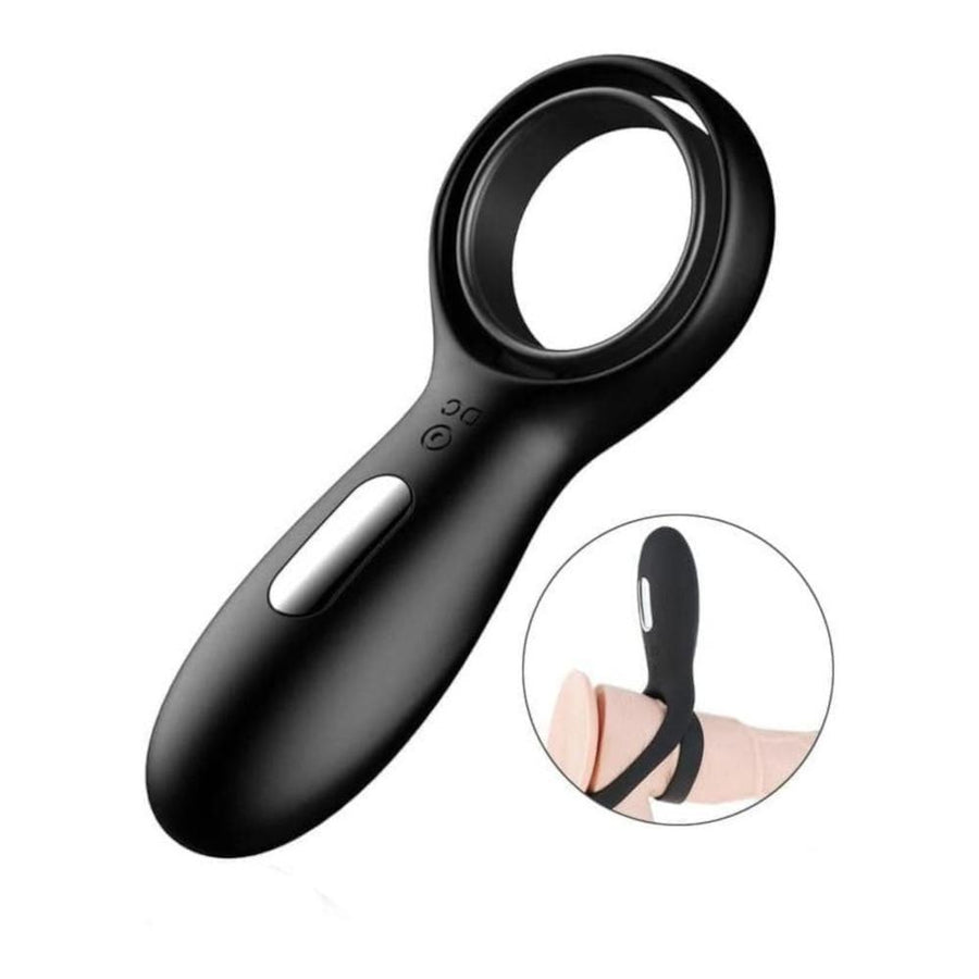 Sleek Black Silicone Vibrating Cock Ring BDSM, gallery view 2