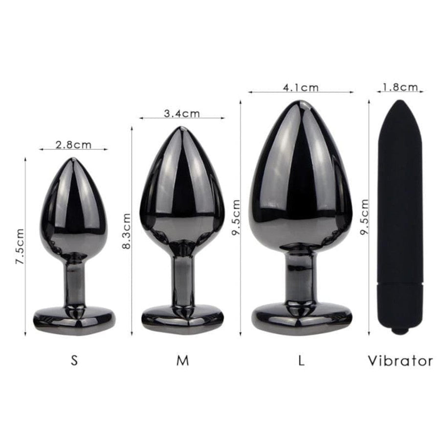 Purple Heart Metal Butt Plug Kit 3pcs BDSM, gallery view 9