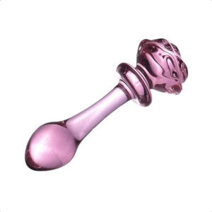 Lovely Pink Glass Rose Dildo BDSM
