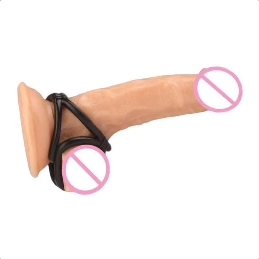 Silicone Cock and Ball Ring | Quadruple Rings BDSM, gallery view 6