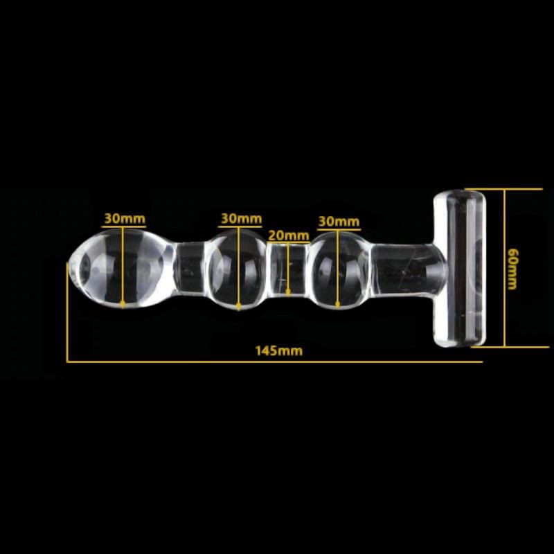 Beaded T-Shaped Crystal 5 Inch Clear Dildo BDSM, gallery view 5