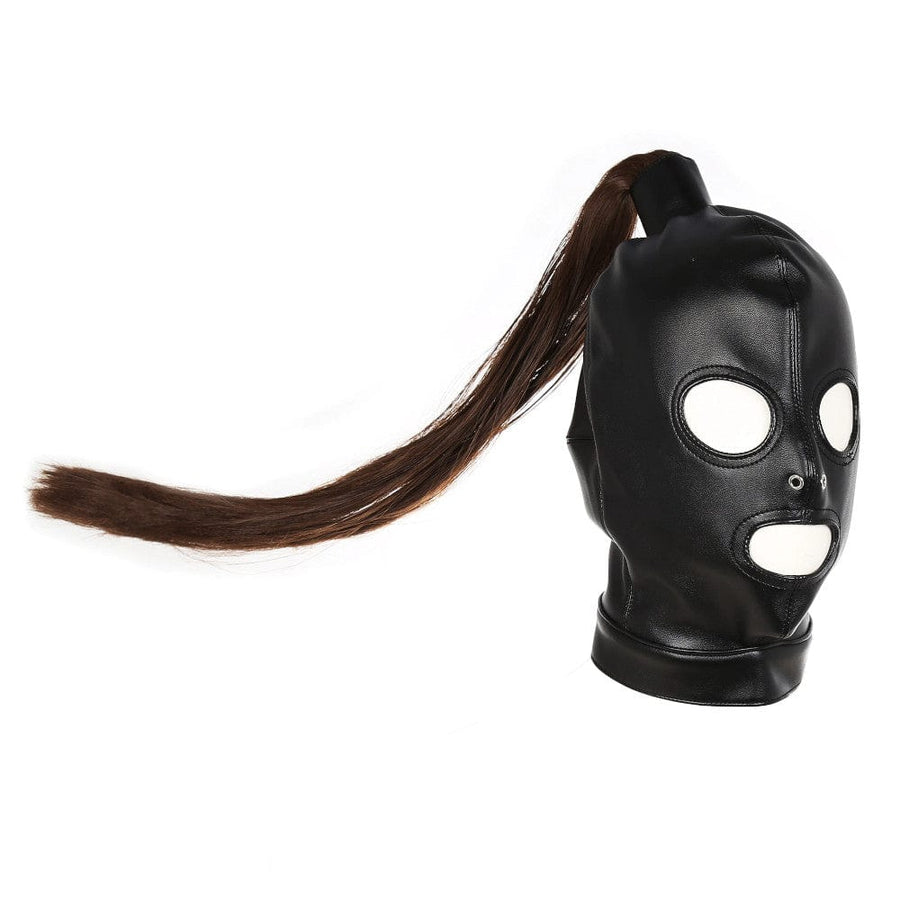 Leather BDSM Mask With Ponytail BDSM product view