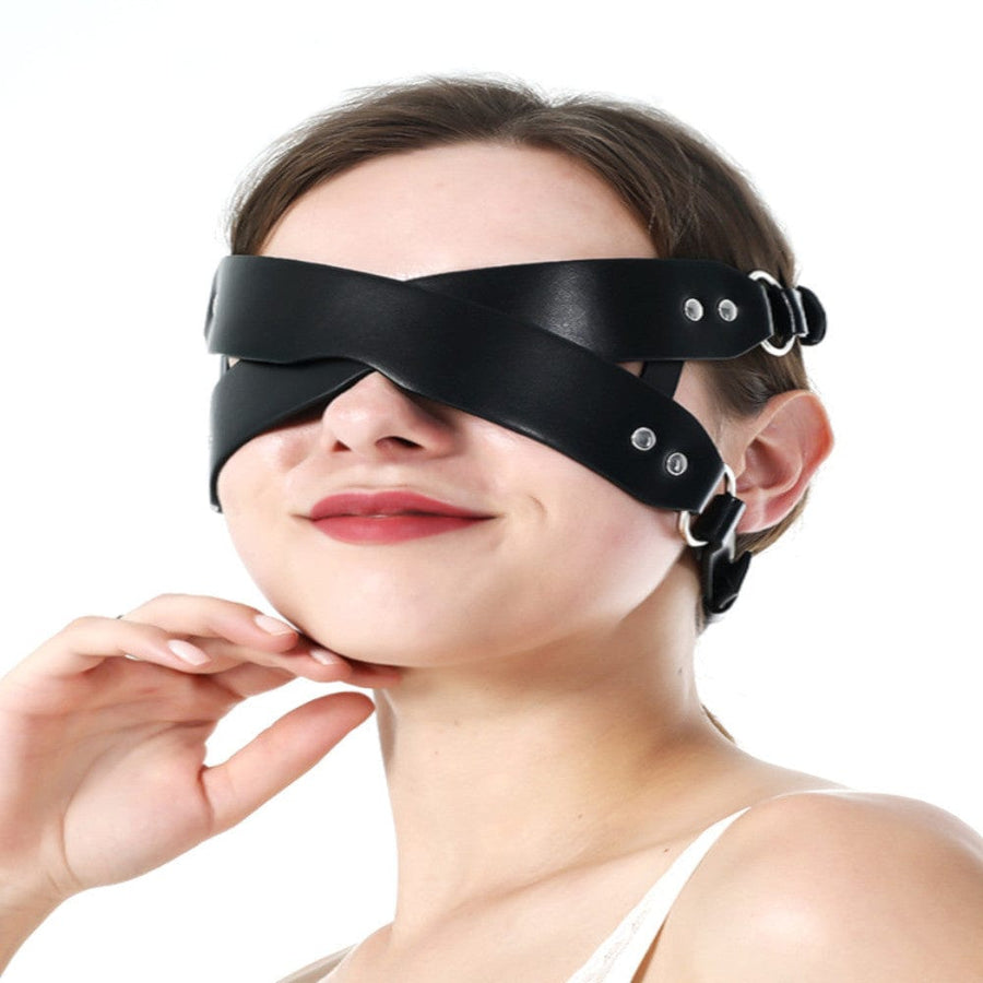 Deluxe Leather Sex Blindfold BDSM, gallery view 3